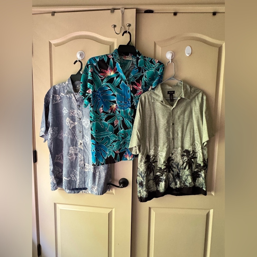Bundle, Tropical and Palm Print Short Sleeve Shirts